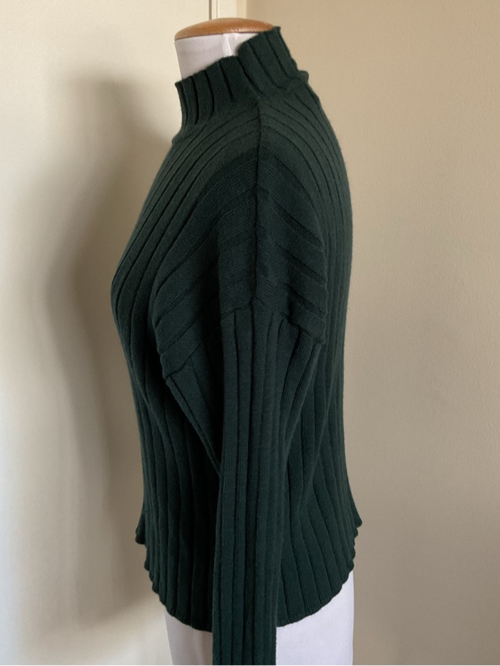Poof Apparel Forest Green Ribbed Cowl Neck Sweater Large Soft Stretch Knit - Picture 4 of 5